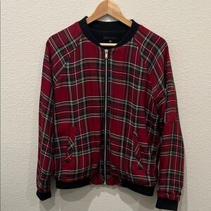 Vintage Sanctuary Red and Black Plaid Bomber Jacket